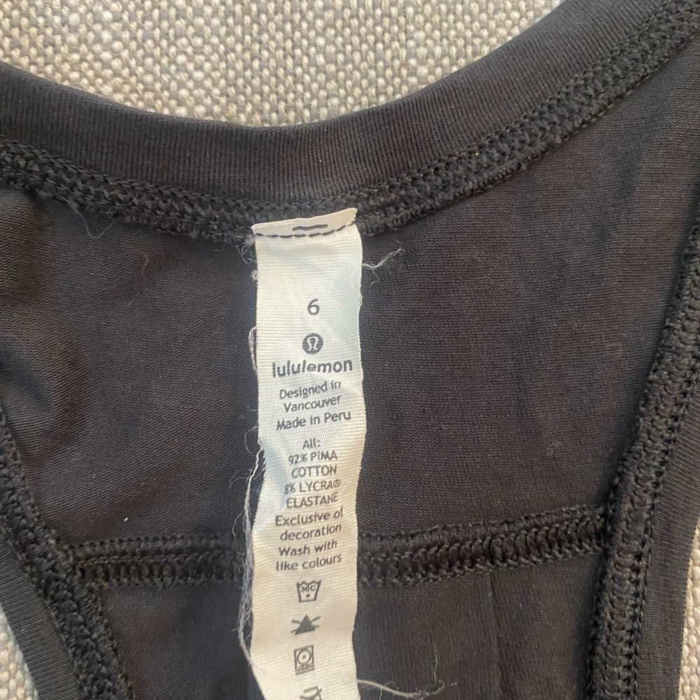 Lululemon Racerback Tank Top Black 6 - Picture 3 of 3